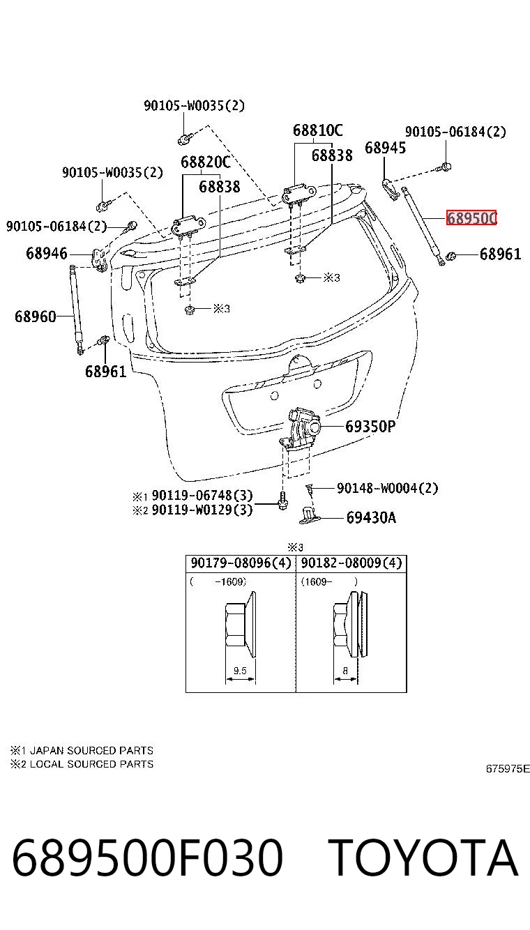 689500F030 Toyota Amortiguador de porton