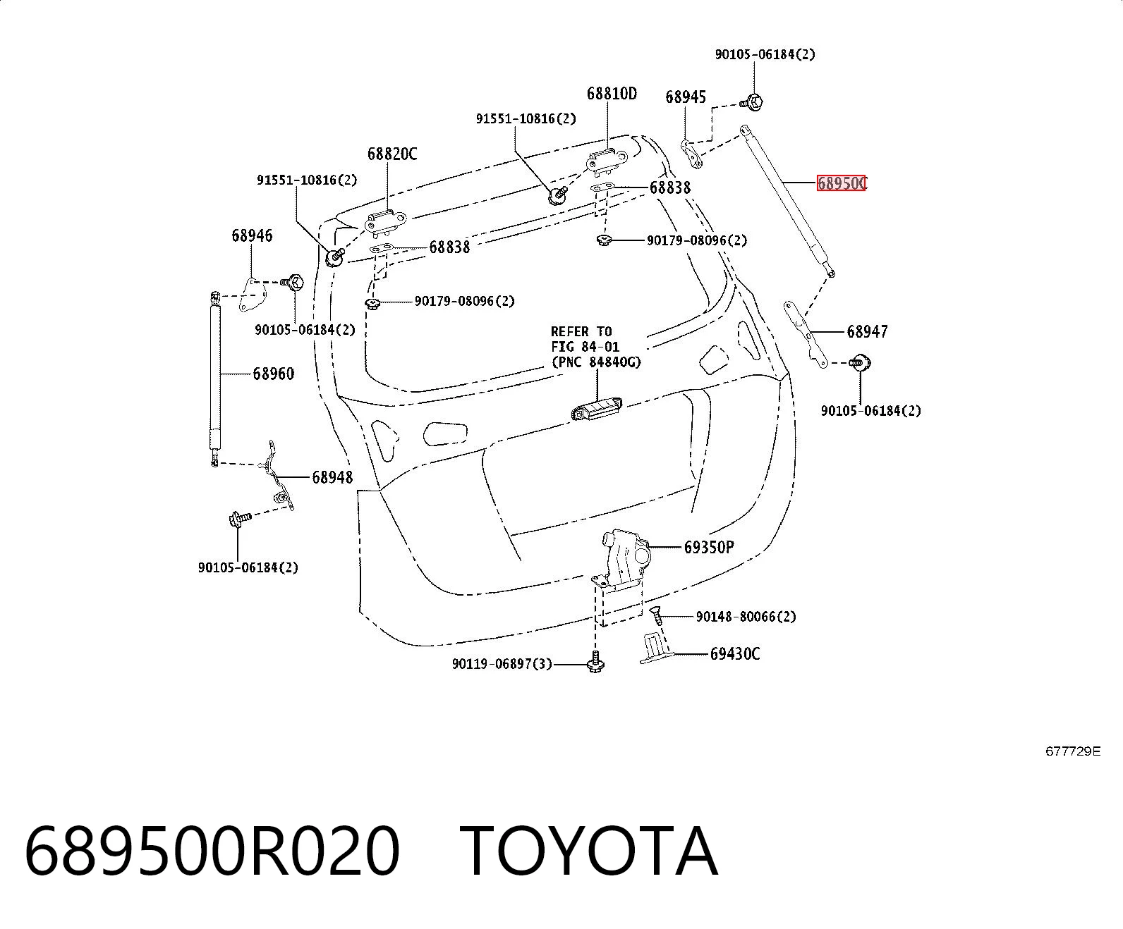 689500R020 Toyota Amortiguador de porton