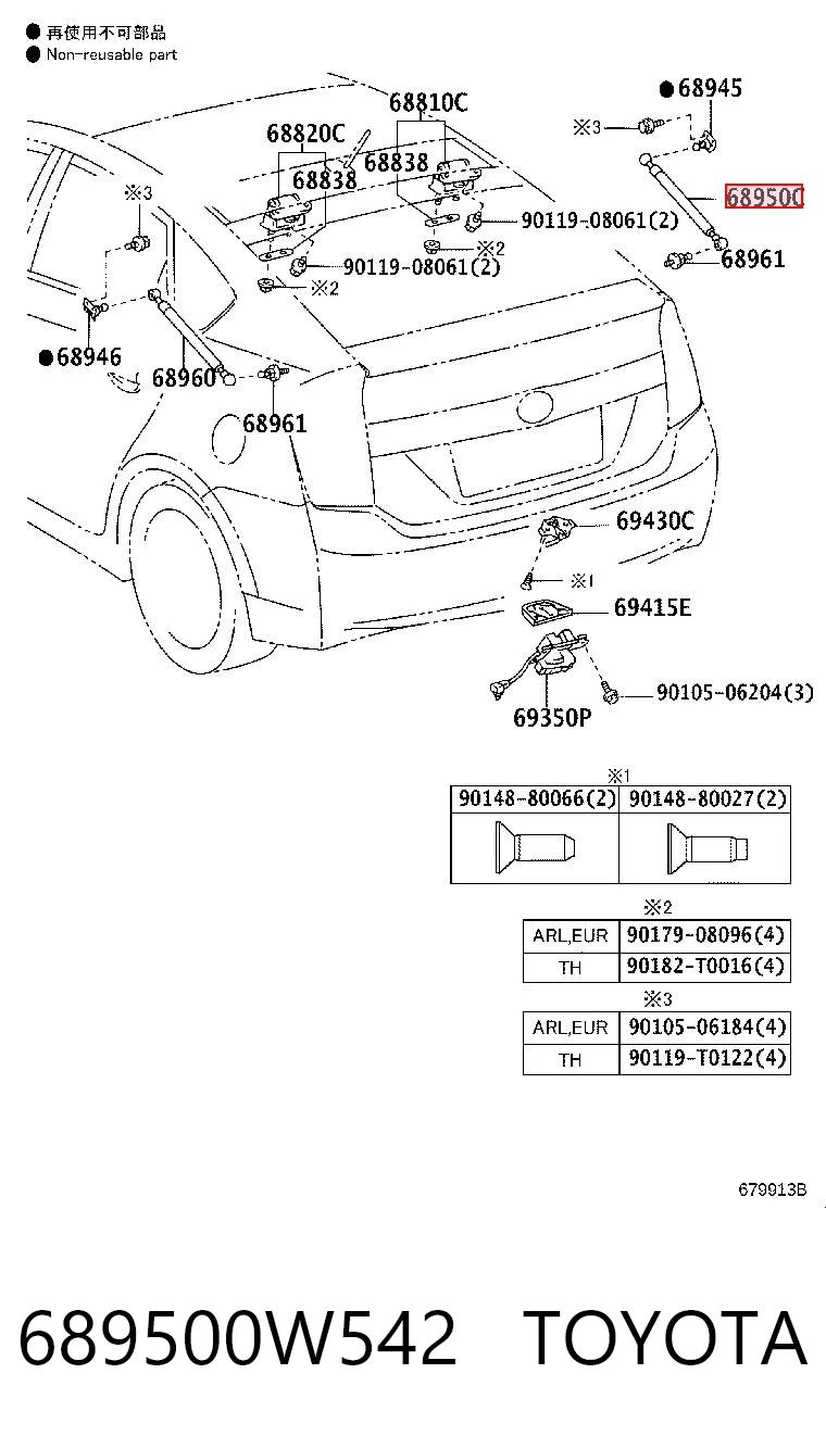 689500W542 Toyota Amortiguador de porton