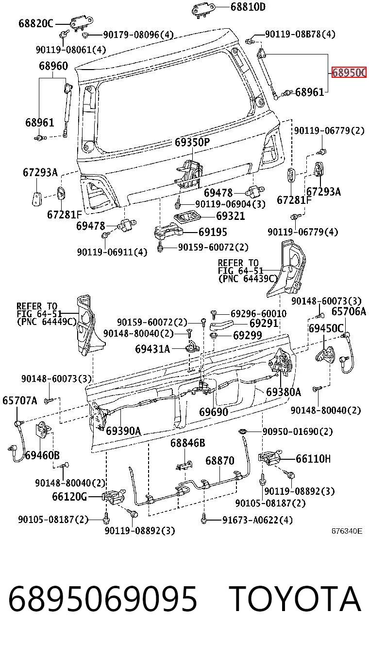 6895069095 Toyota Amortiguador de porton