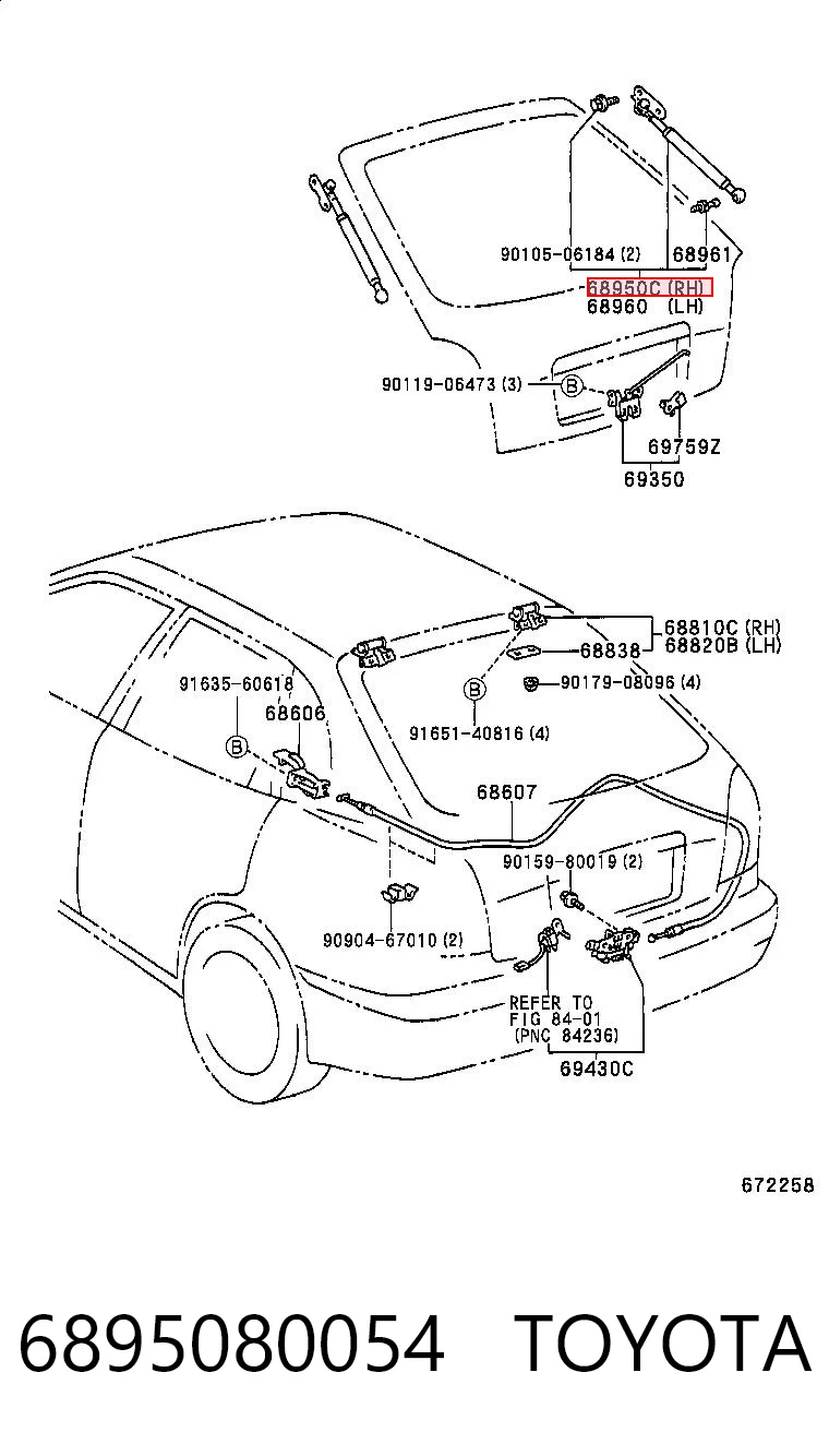 6895080054 Toyota Amortiguador de porton