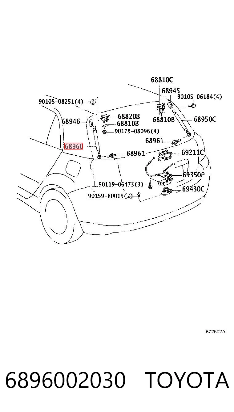 6896002030 Toyota Amortiguador de porton