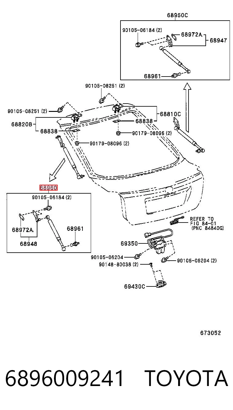 Muelle neumatico maletero para Toyota Avensis  (T25)