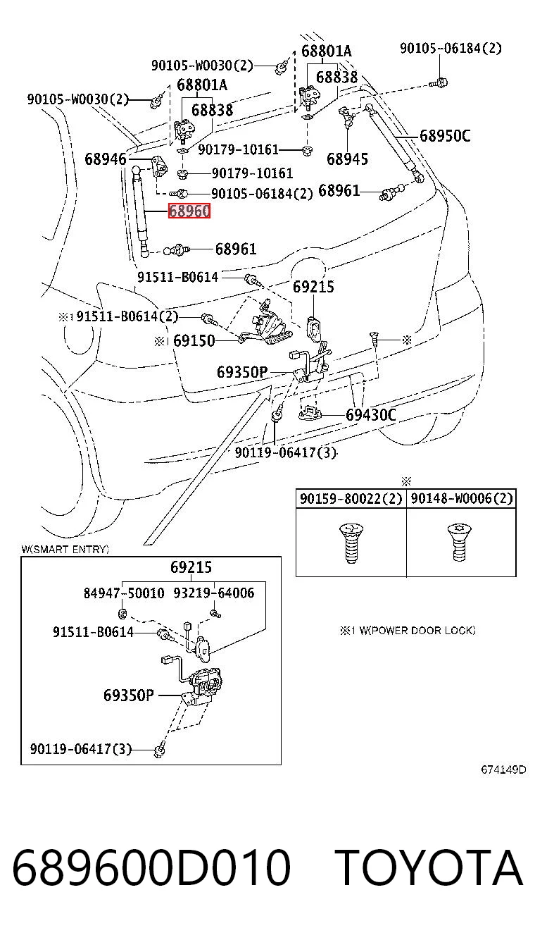 689600D010 Toyota Amortiguador de porton