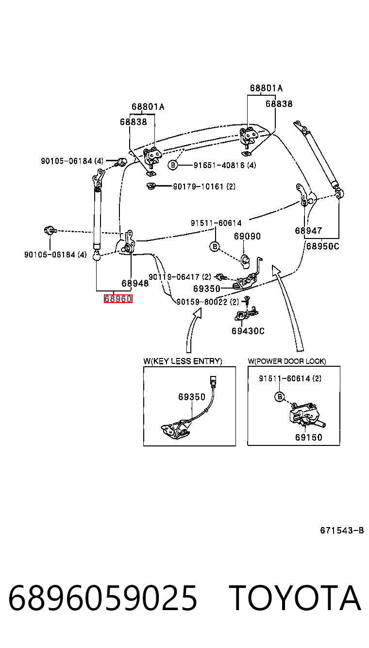 6896059025 Toyota Amortiguador de porton