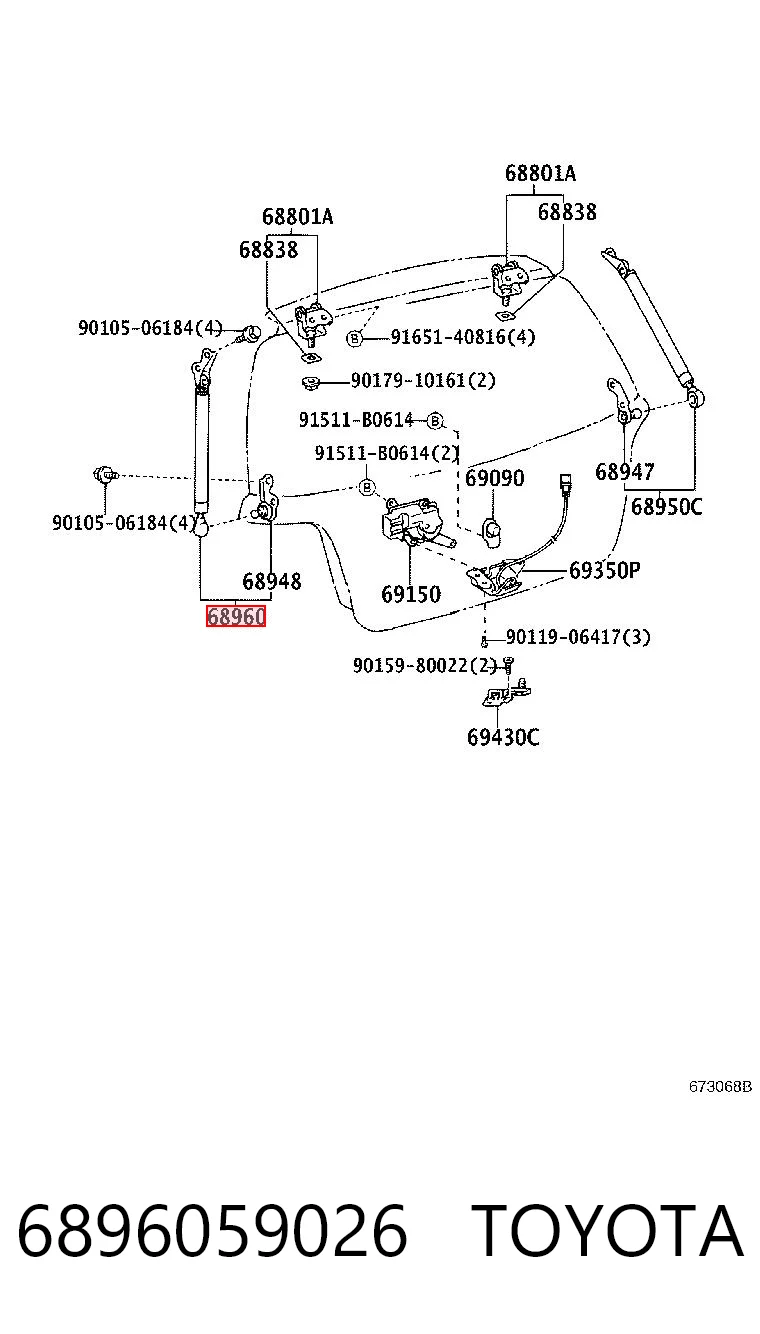 6896059026 Toyota Amortiguador de porton