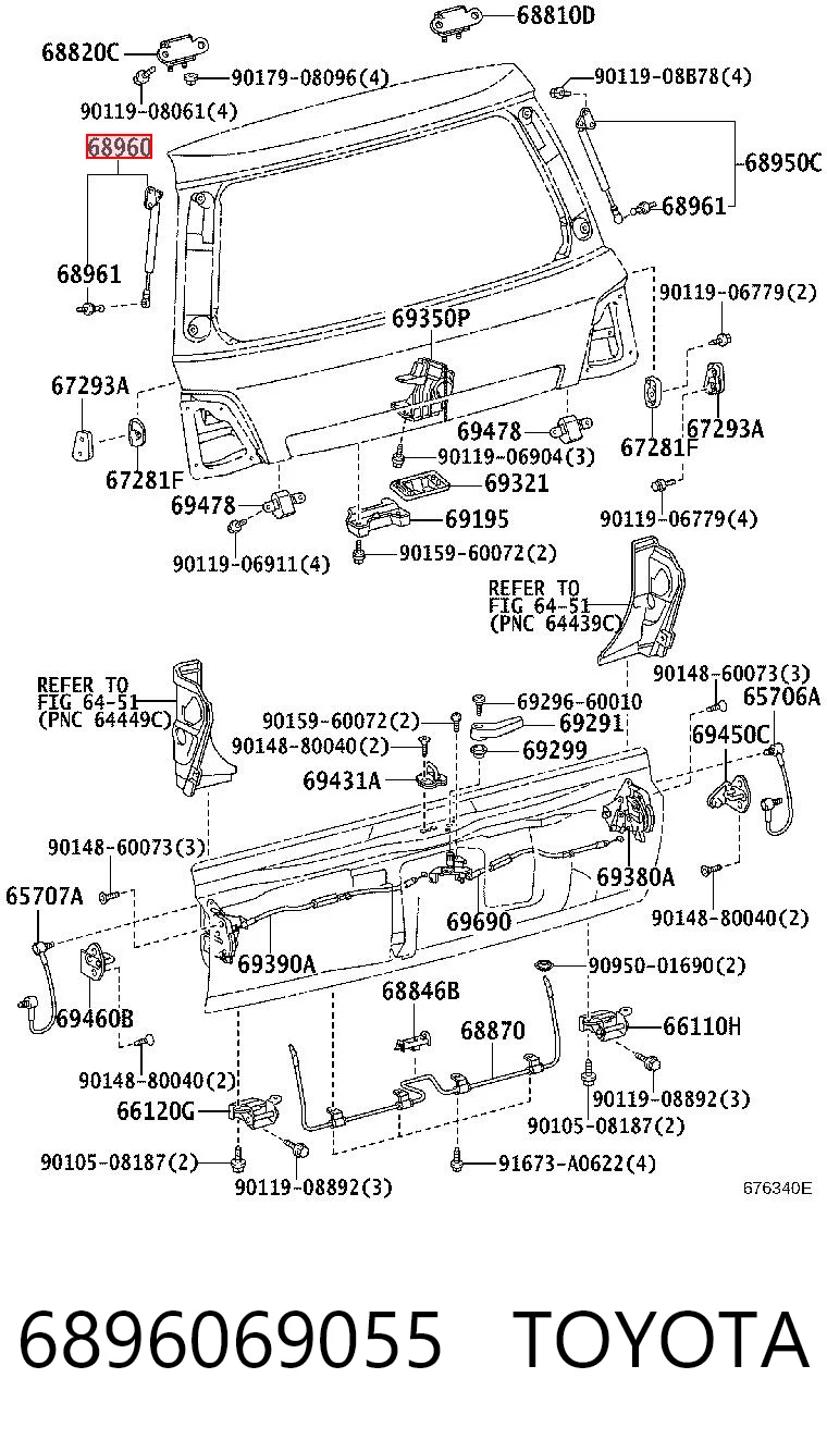 6896069055 Toyota Amortiguador de porton