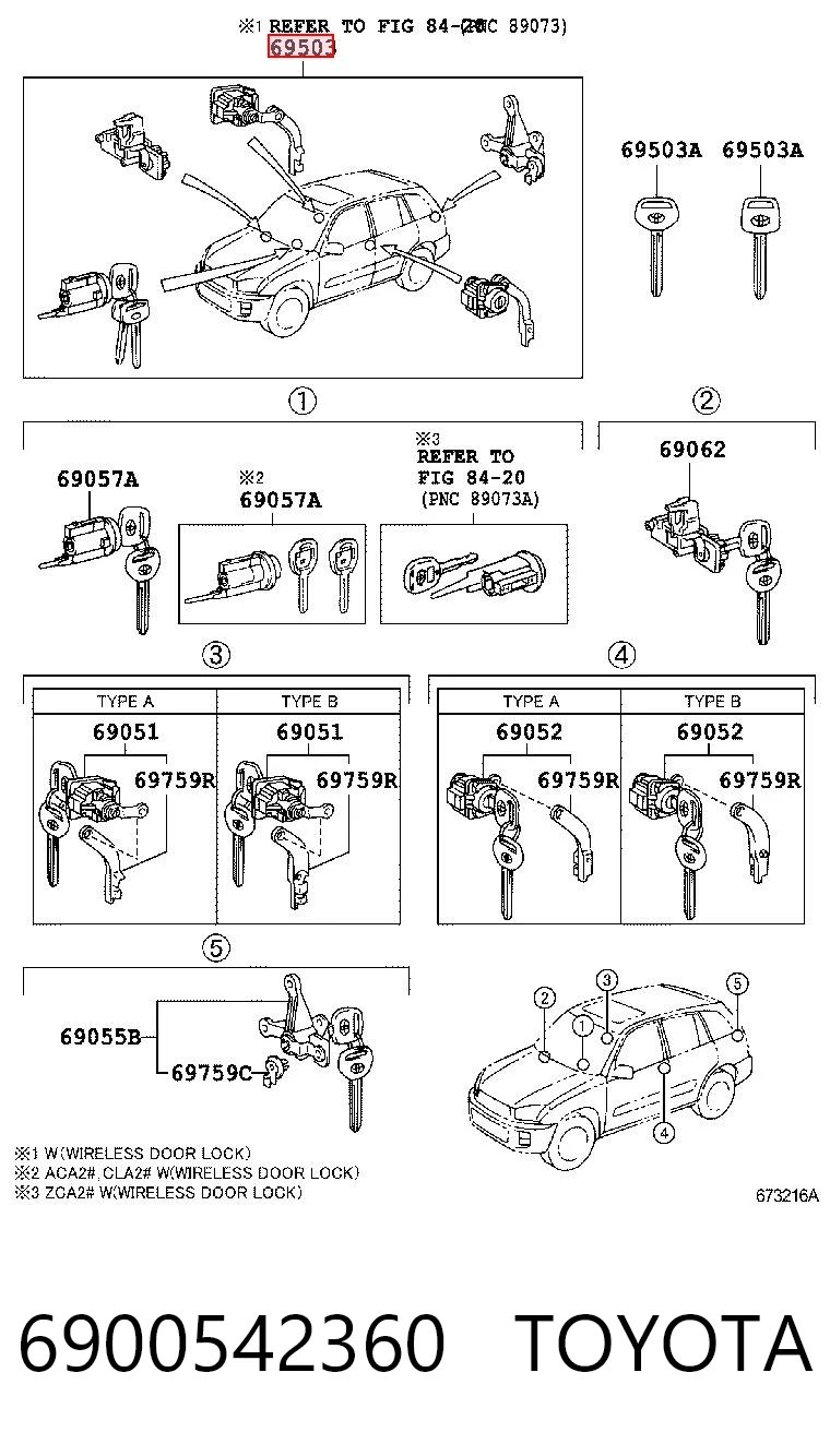 Comprar Juego de cilindros de cerradura Toyota RAV4 II XA2 a bajo precio