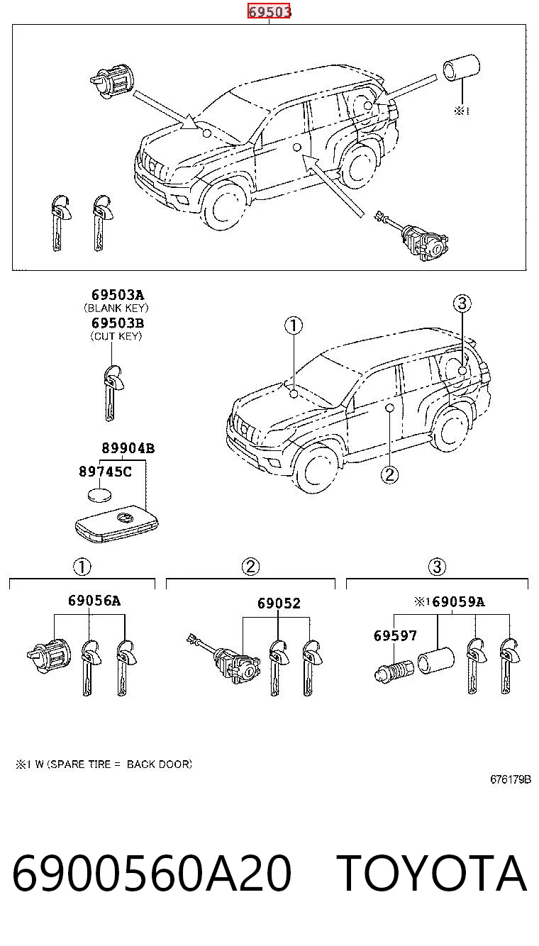 Comprar Juego de cilindros de cerradura Toyota Land Cruiser  J150 a bajo precio
