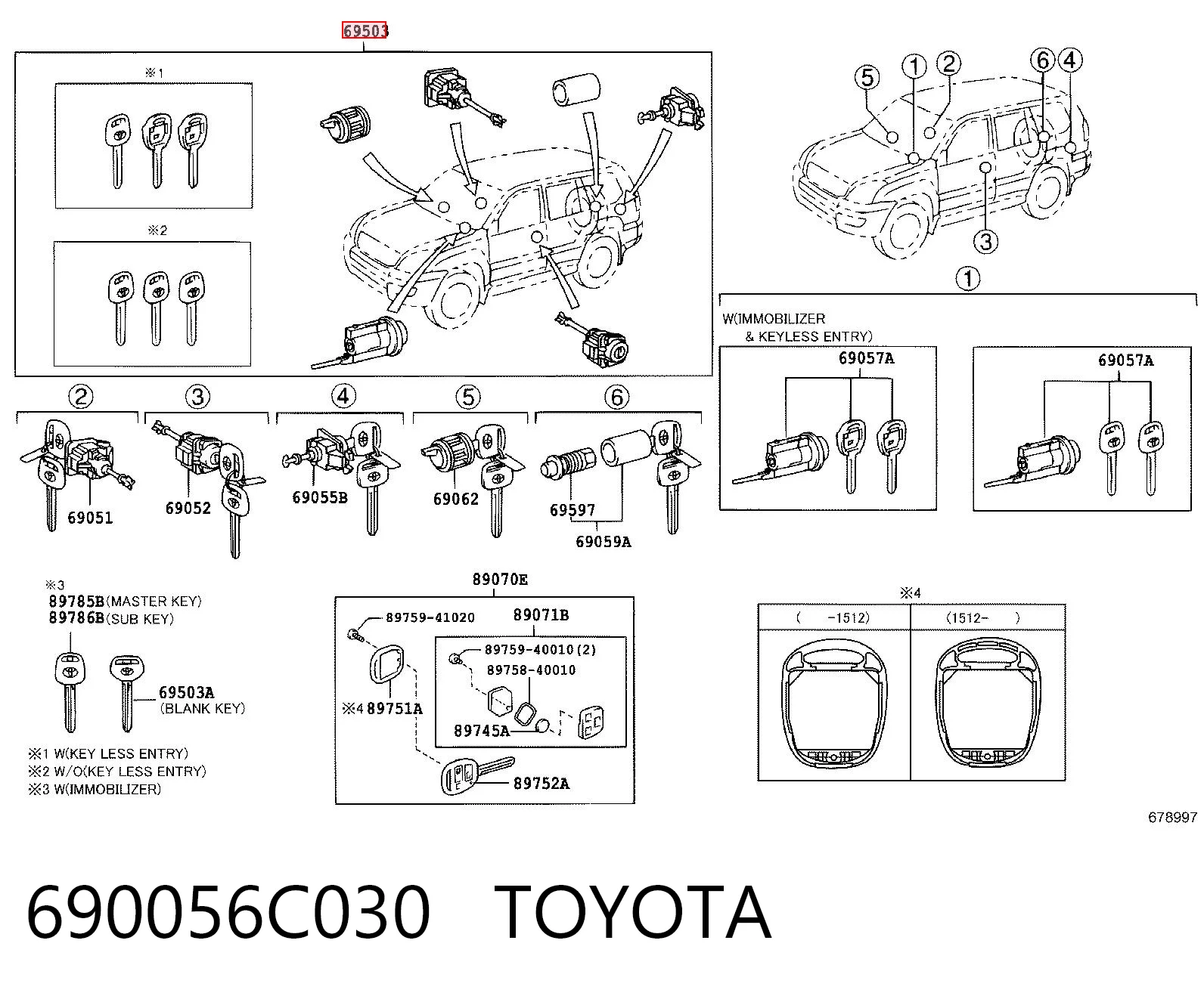 Comprar Juego de cilindros de cerradura Toyota Land Cruiser  J12 a bajo precio