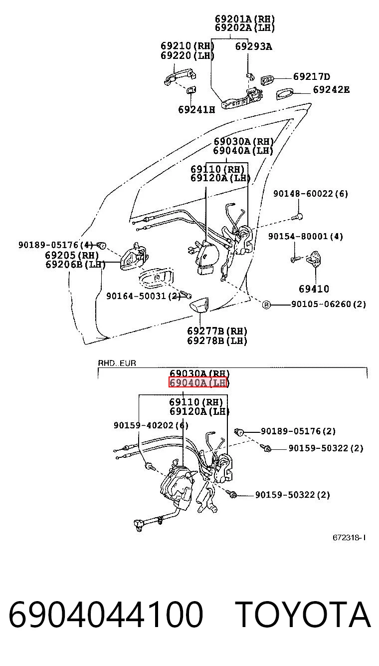 Cerradura para Toyota Avensis LCM