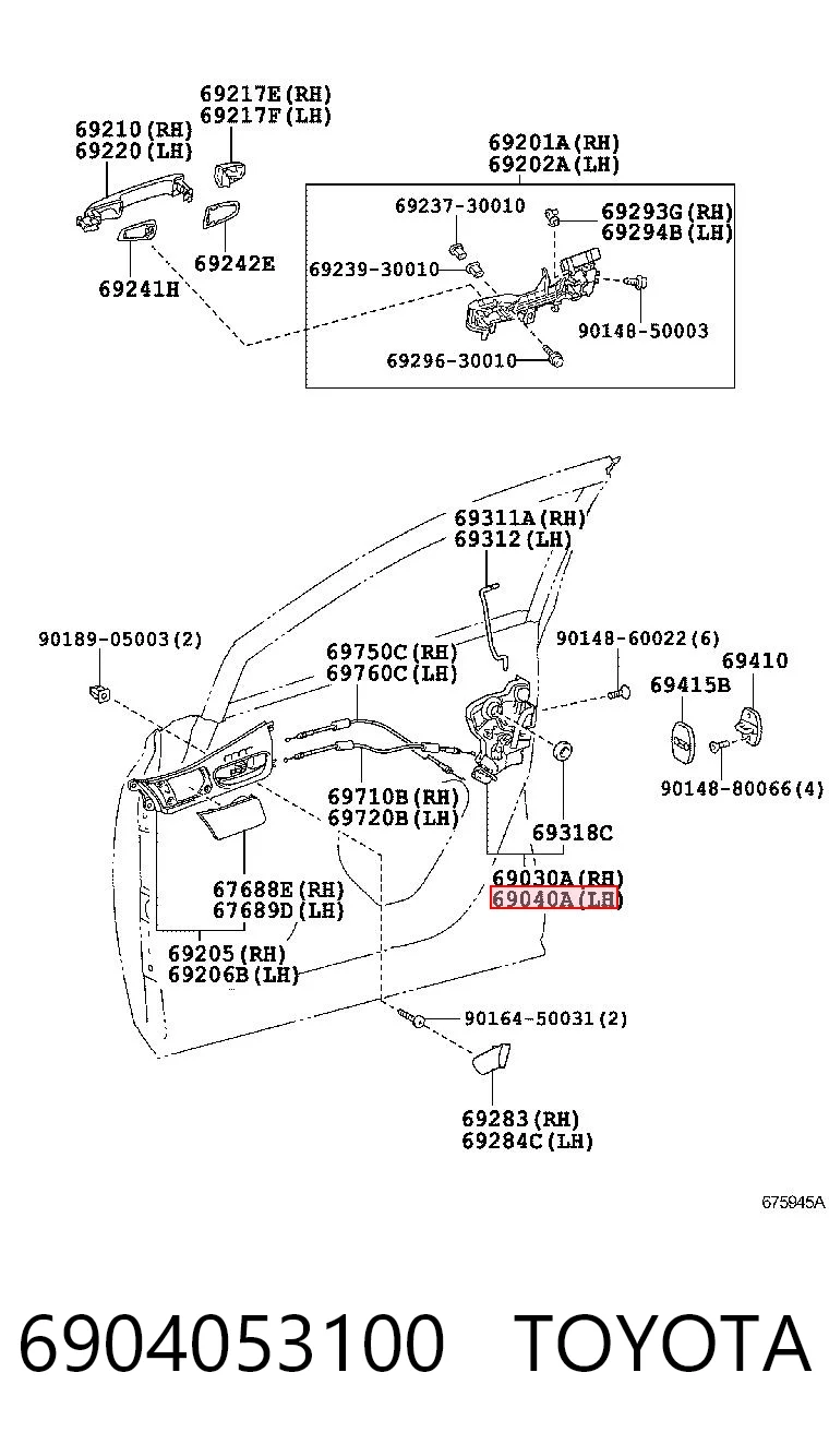 6904053100 Toyota Cerradura de puerta