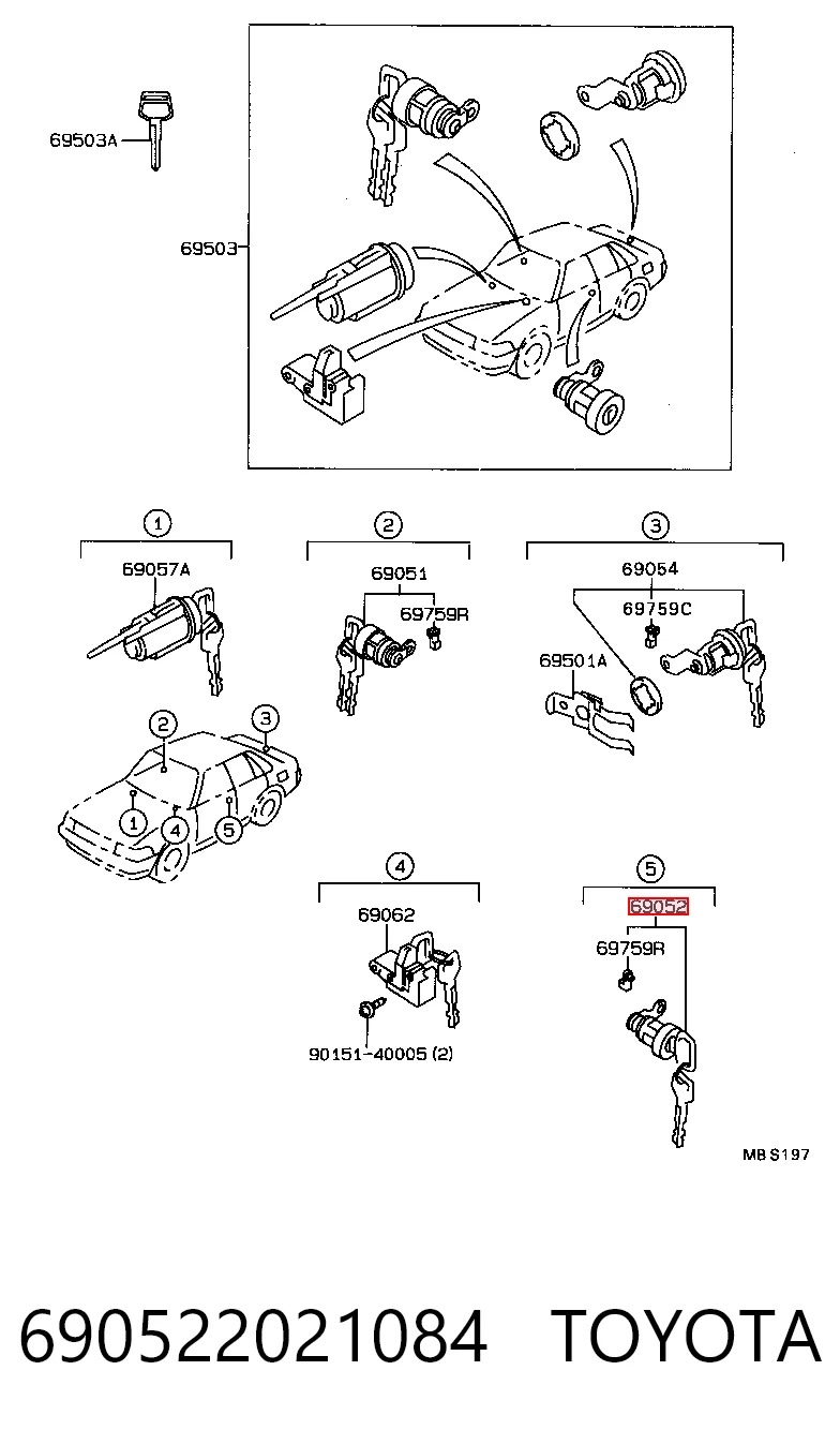 Comprar Cilindro de cerradura de puerta delantera izquierda Toyota Carina II T17 a bajo precio
