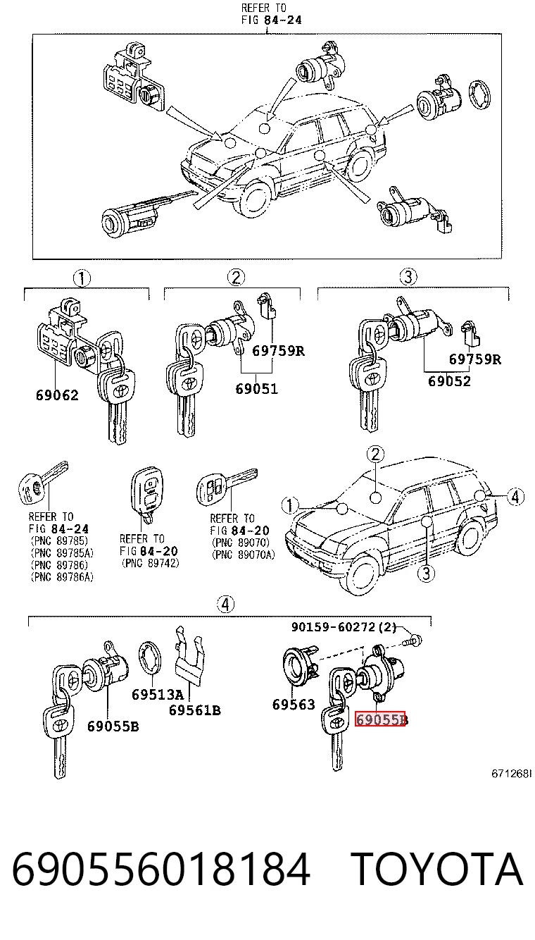 Comprar Cilindro de cerradura de portón trasero Toyota Land Cruiser  J10 a bajo precio