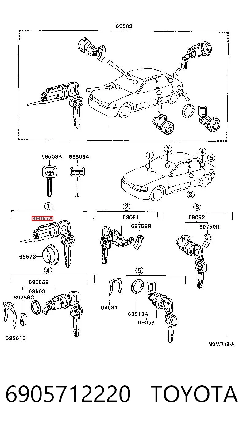 Comprar Cilindro de la cerradura de encendido Toyota Corolla E10 a bajo precio