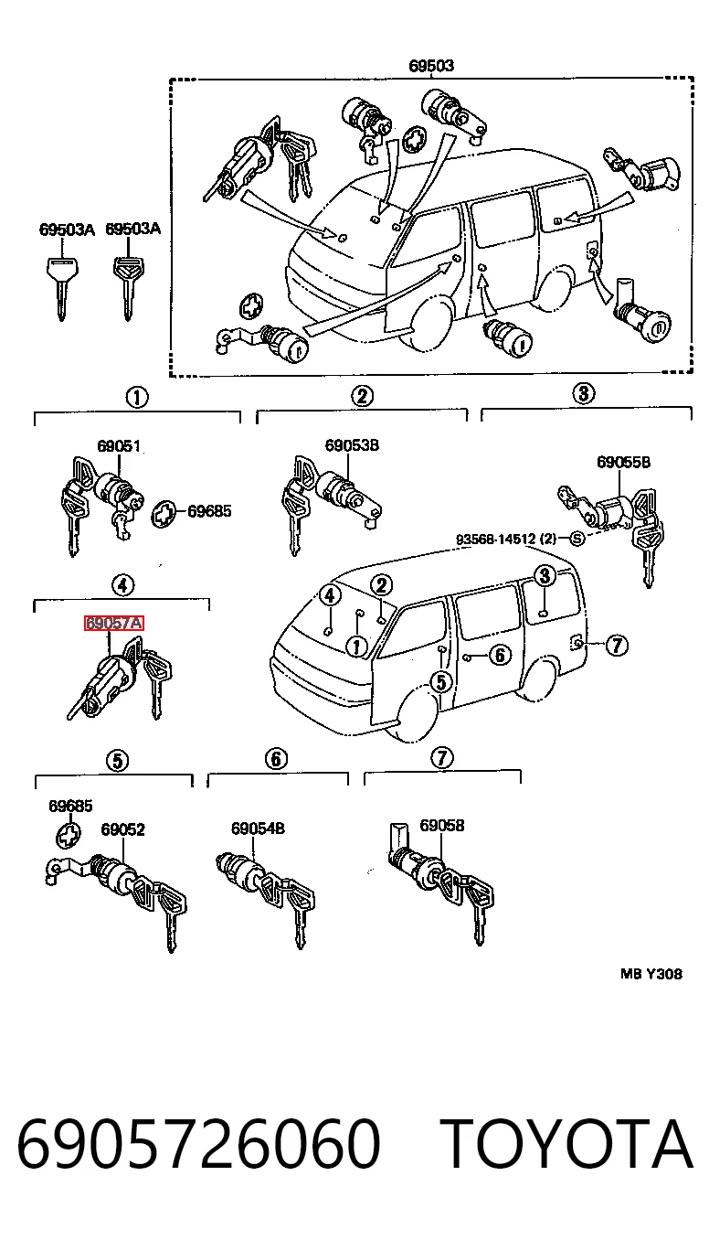 Comprar Cilindro de la cerradura de encendido Toyota Hiace III H10 a bajo precio