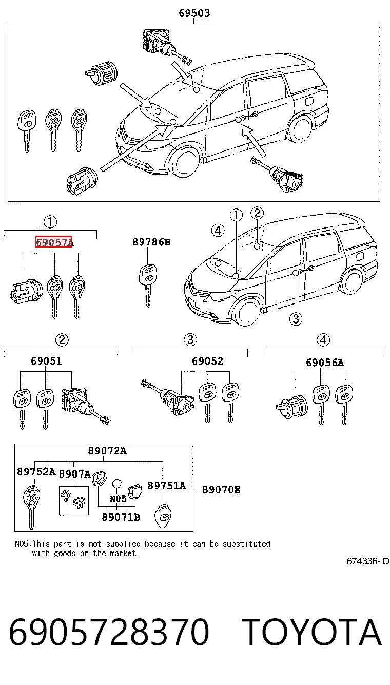 Cilindro de cerradura de encendido Toyota Corolla (2006-2014)