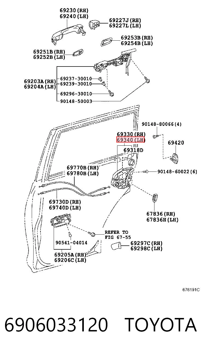 6906033120 Toyota Cerradura de puerta trasera izquierda