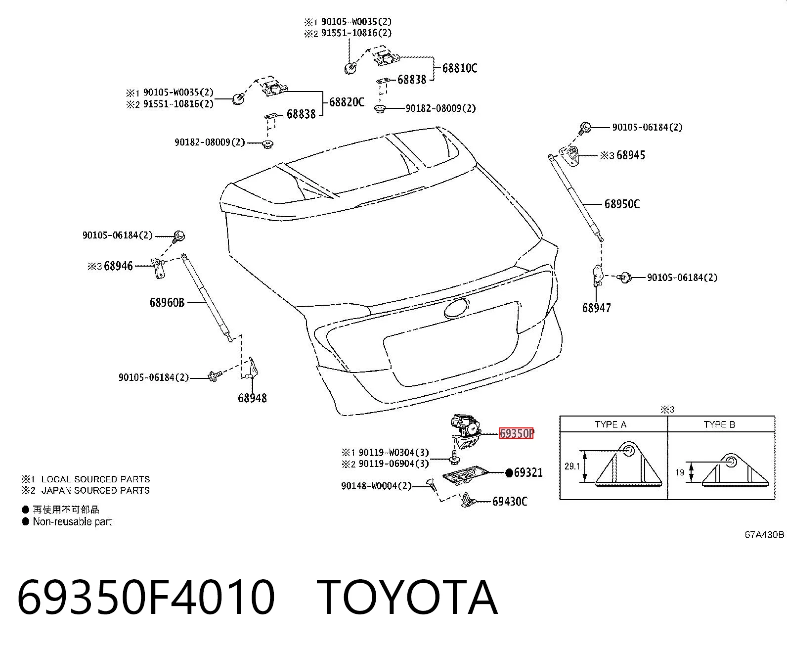 Cierre del maletero para Toyota C-HR  X10