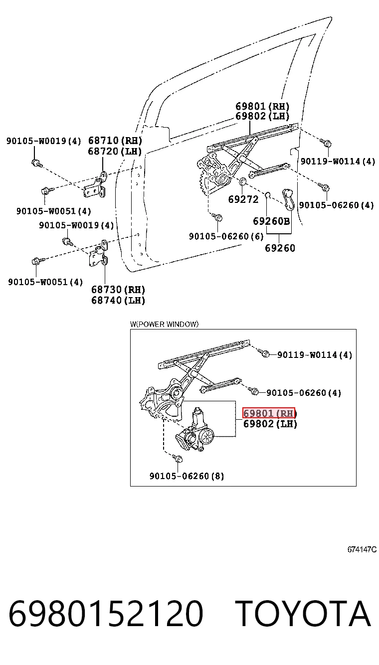 Mecanismo levanta, puerta delantera derecha para Toyota Yaris  SP90