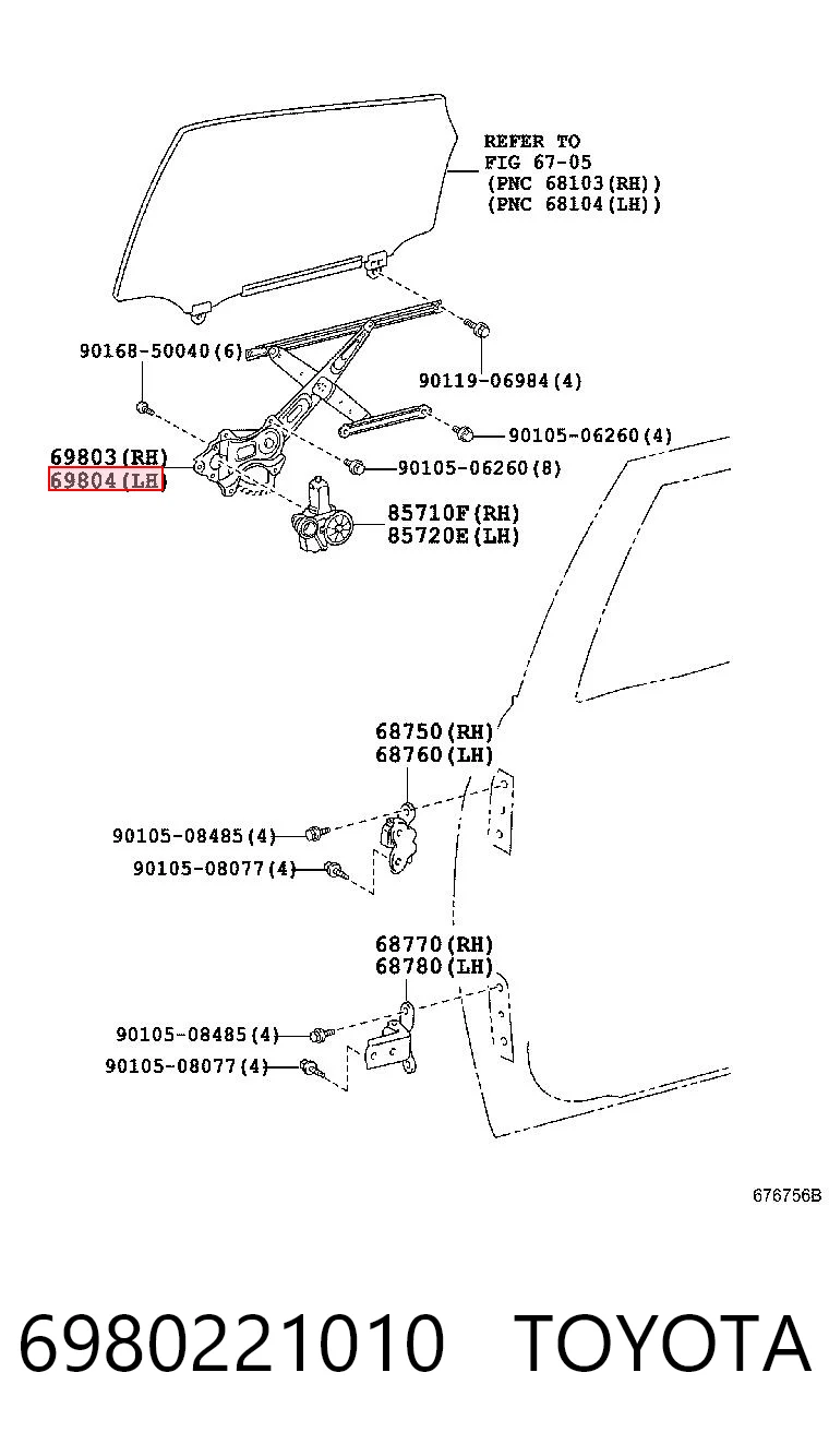 6980221010 Toyota Elevalunas