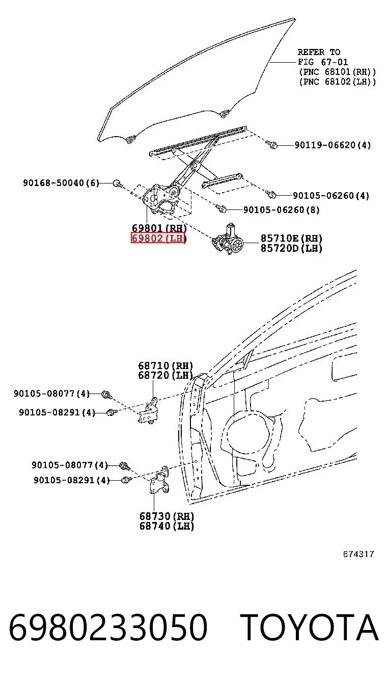 6980233050 Toyota Elevalunas