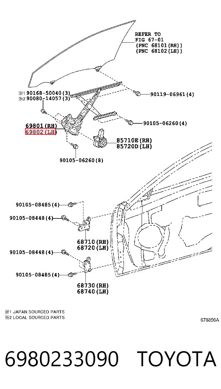 Mecanismo de elevalunas delantero izquierdo para Toyota Camry V50