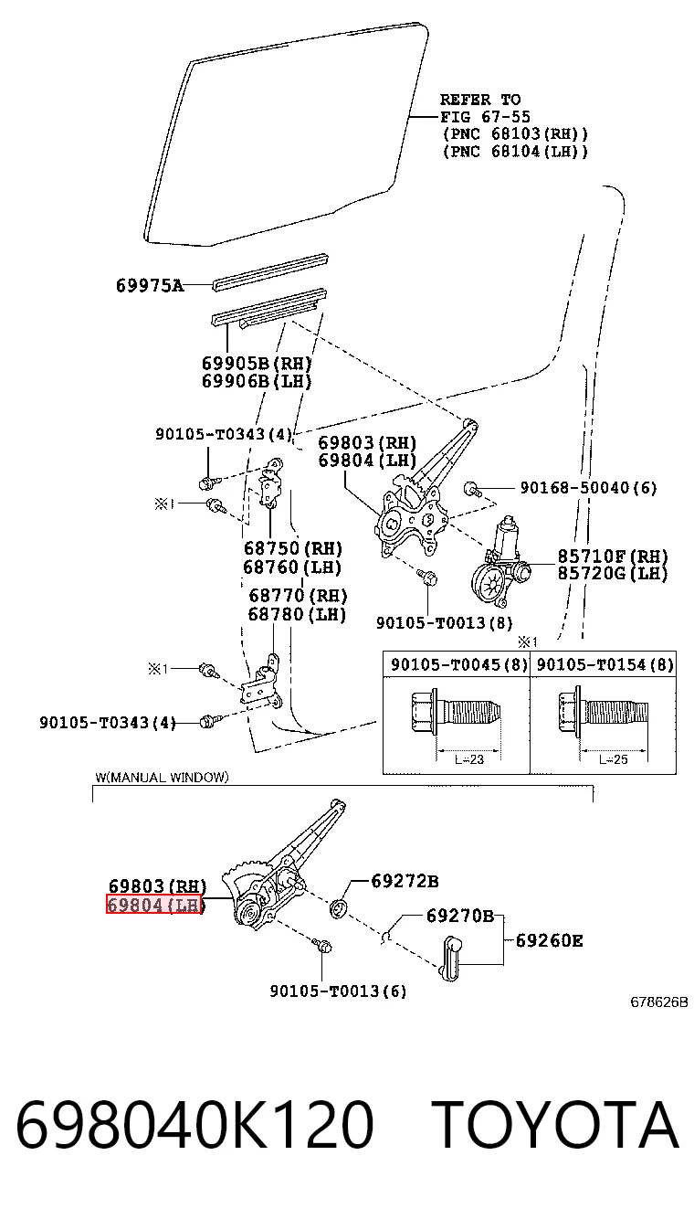 Mecanismo levanta, puerta delantera derecha para Toyota Hilux  GUN12, GUN13