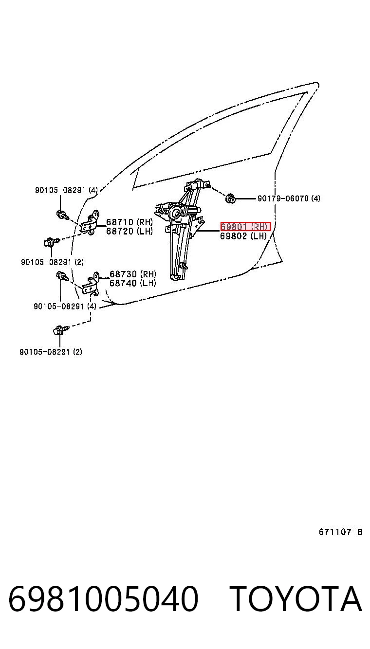 Comprar Mecanismo de elevalunas de la puerta delantera derecha Toyota Avensis  T22 a bajo precio