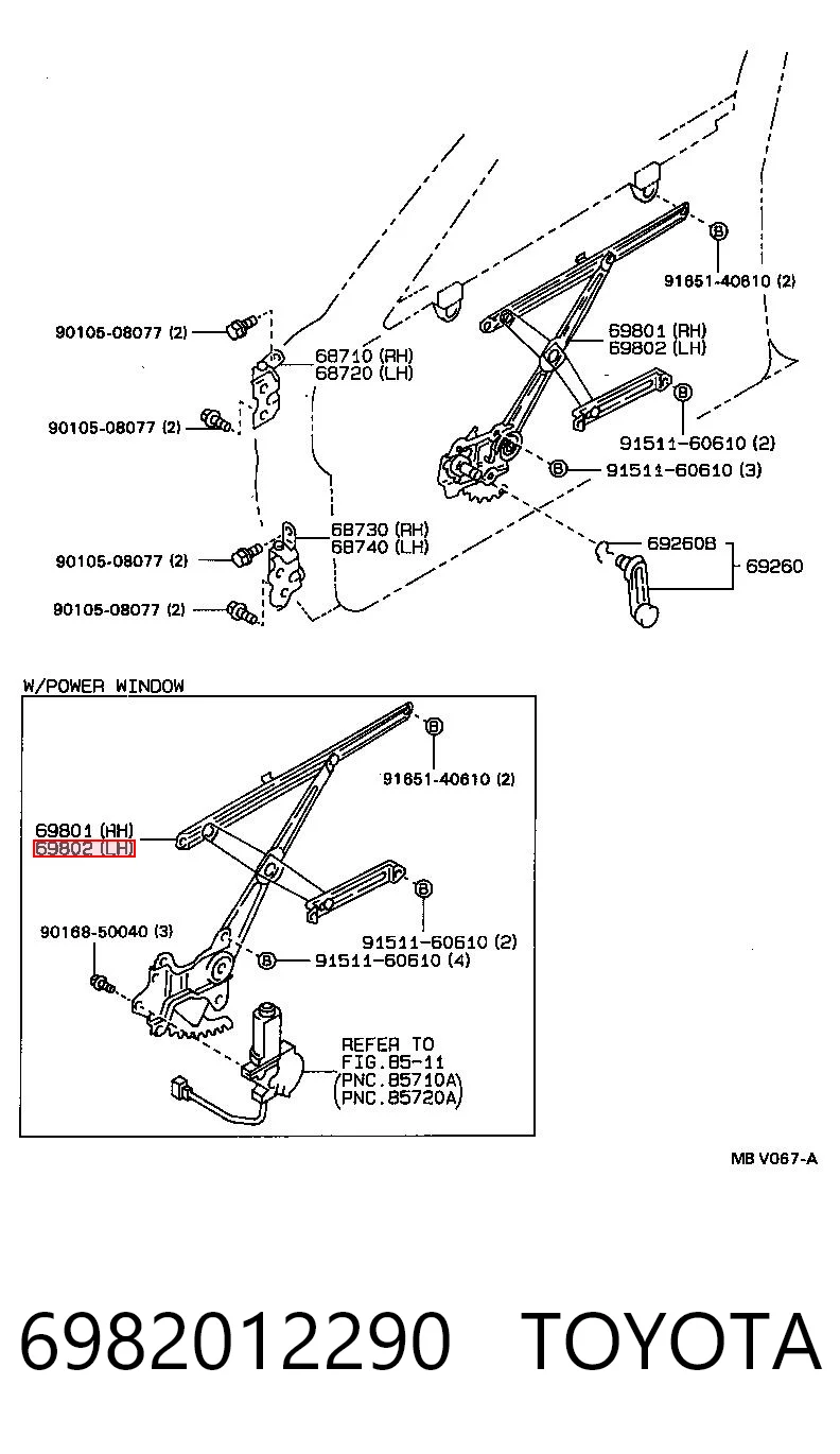 Comprar Mecanismo de elevalunas de la puerta delantera izquierda Toyota Corolla E9 a bajo precio