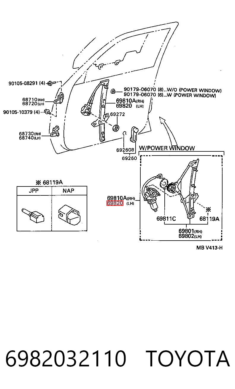 6982032110 Toyota Elevalunas