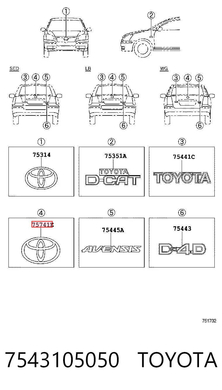Comprar Emblema de tapa de maletero Toyota Avensis T25 a bajo precio