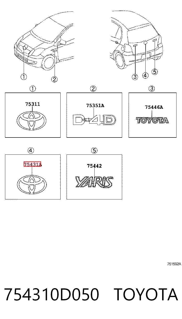 Emblema para Toyota Yaris SP90
