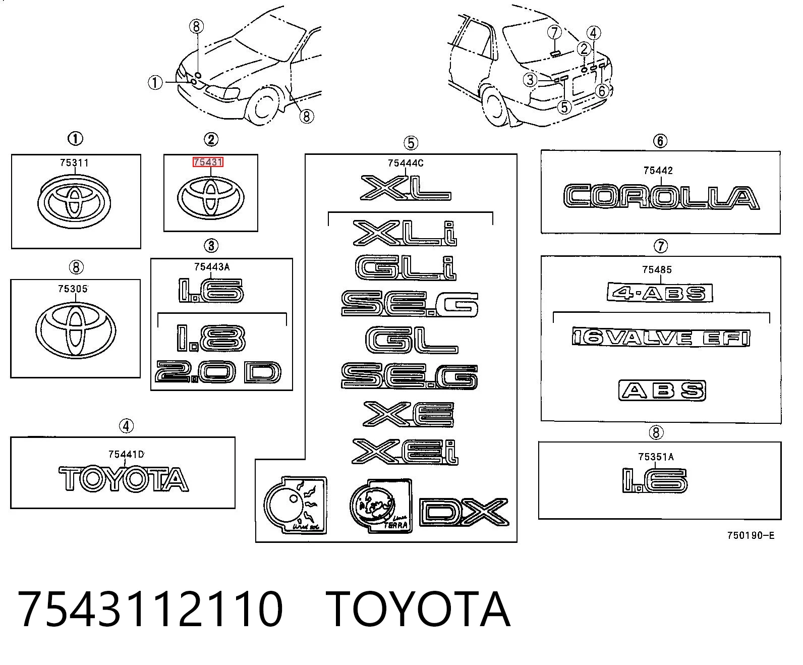 Comprar Emblema de tapa de maletero Toyota Corolla  E11 a bajo precio