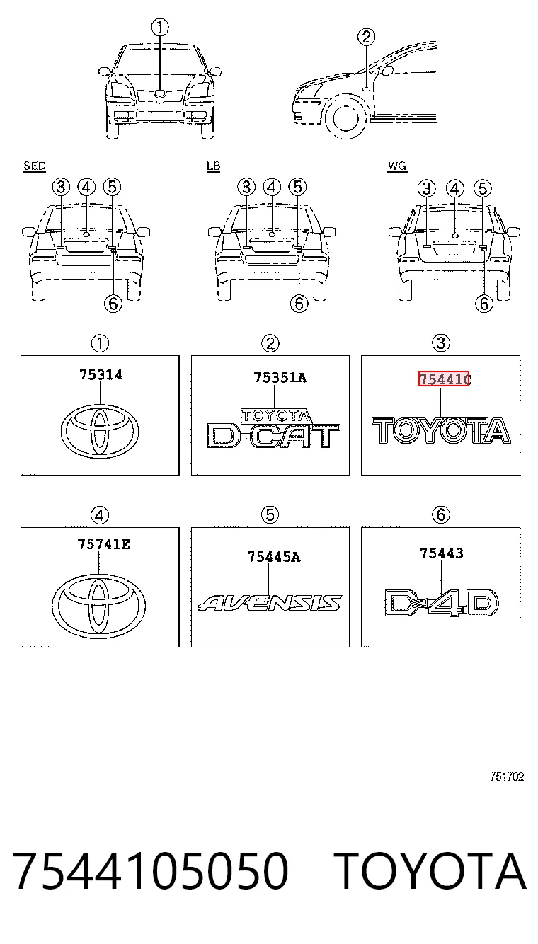 7544105050 Toyota