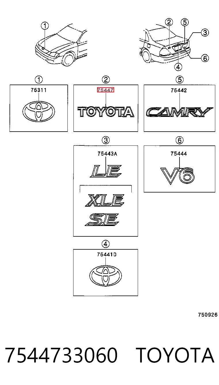 Comprar Emblema de tapa de maletero Toyota Camry  V30 a bajo precio
