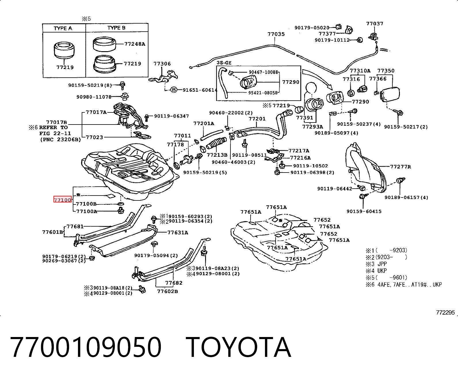 Depósito de combustible TOYOTA 7700109050
