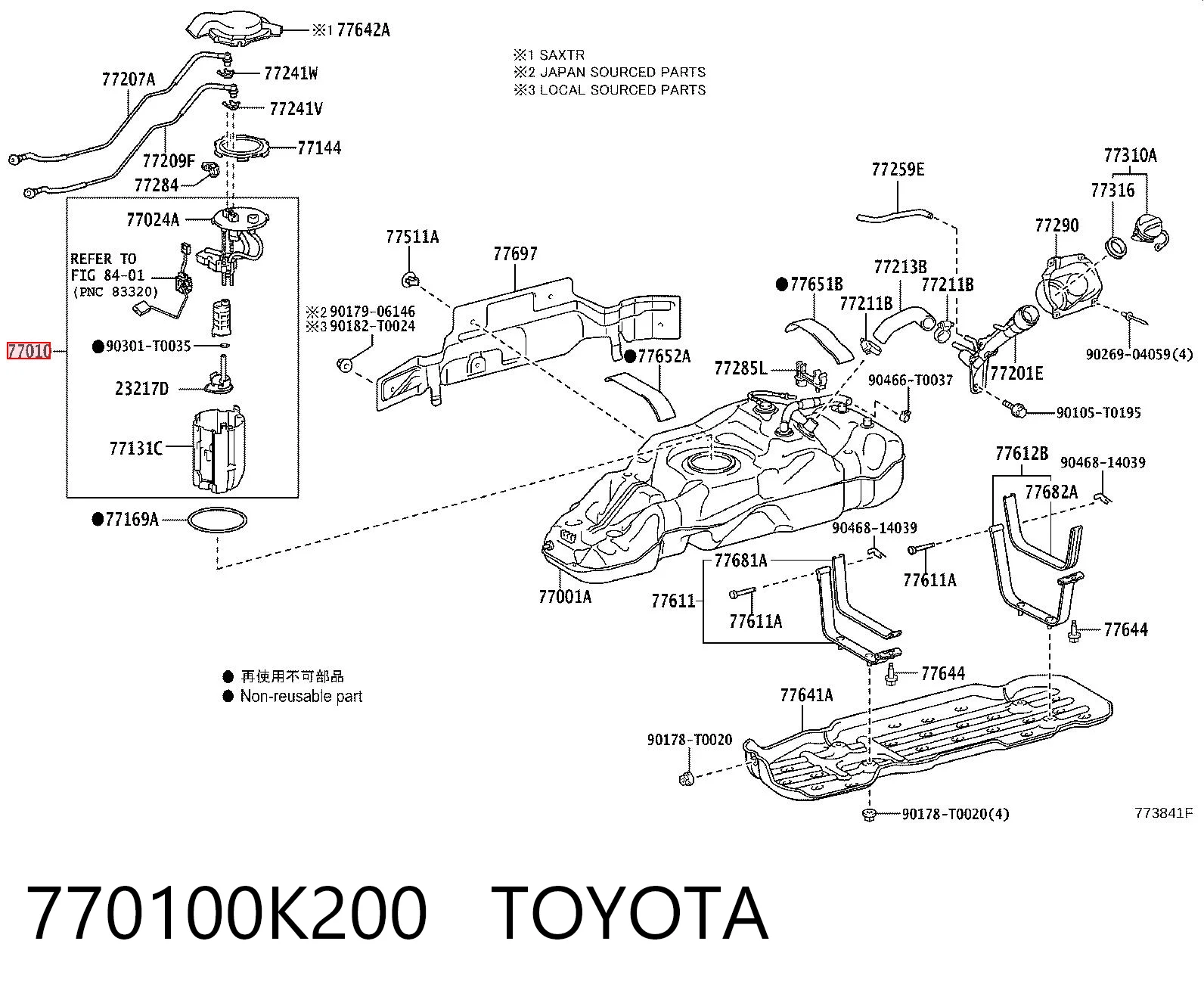 770100K200 Toyota Módulo de alimentación de combustible
