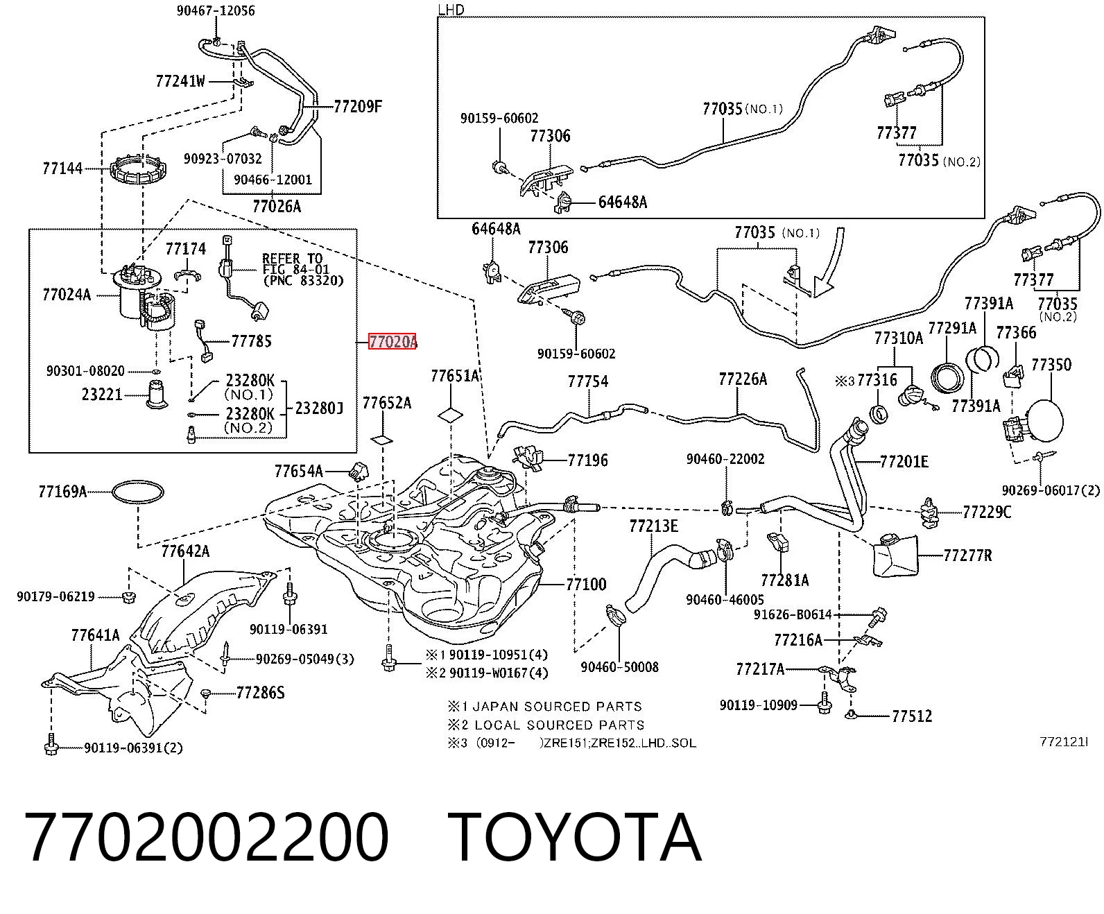 7702002200 Toyota Módulo de alimentación de combustible