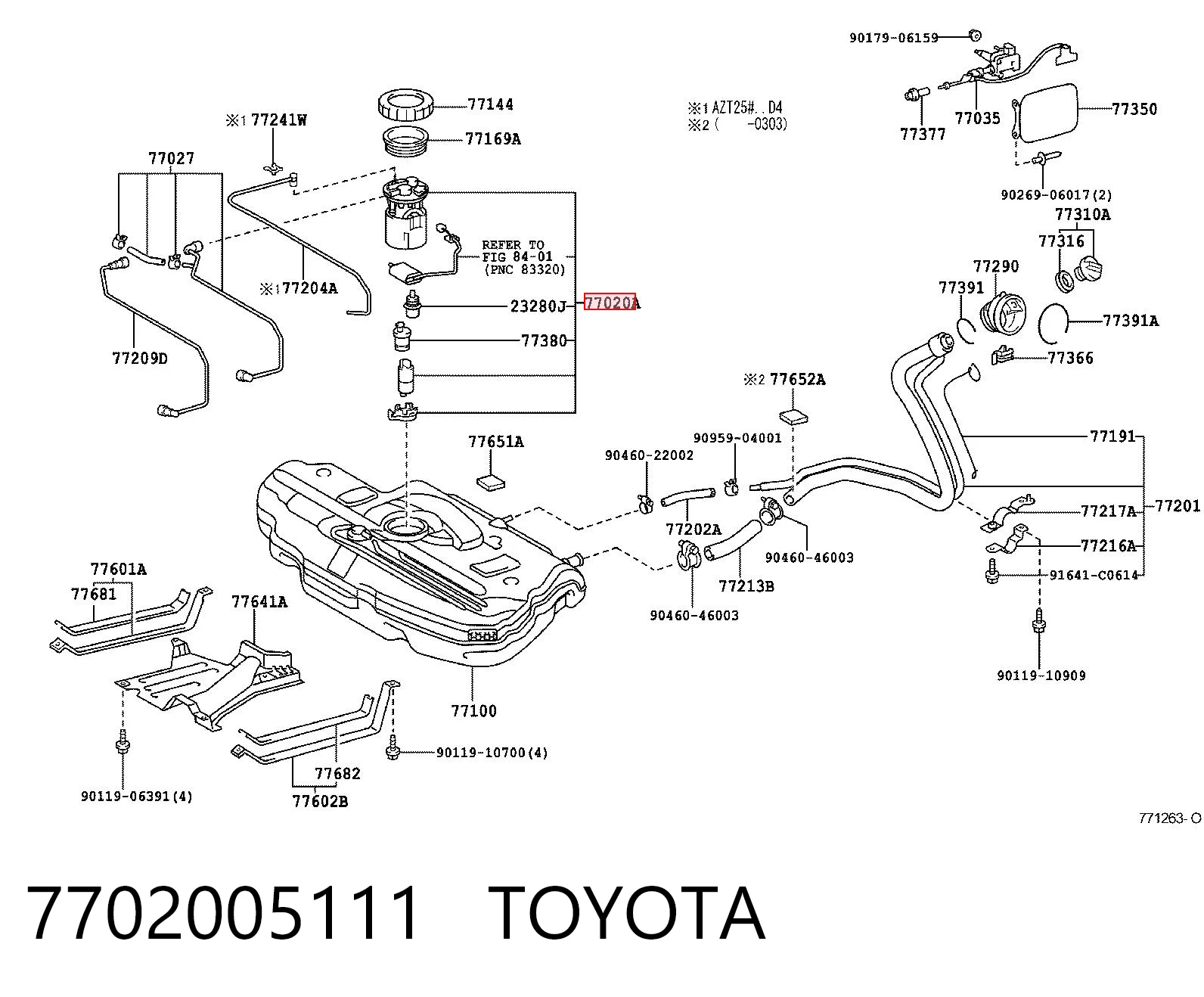 7702005111 Toyota Unidad de alimentación de combustible