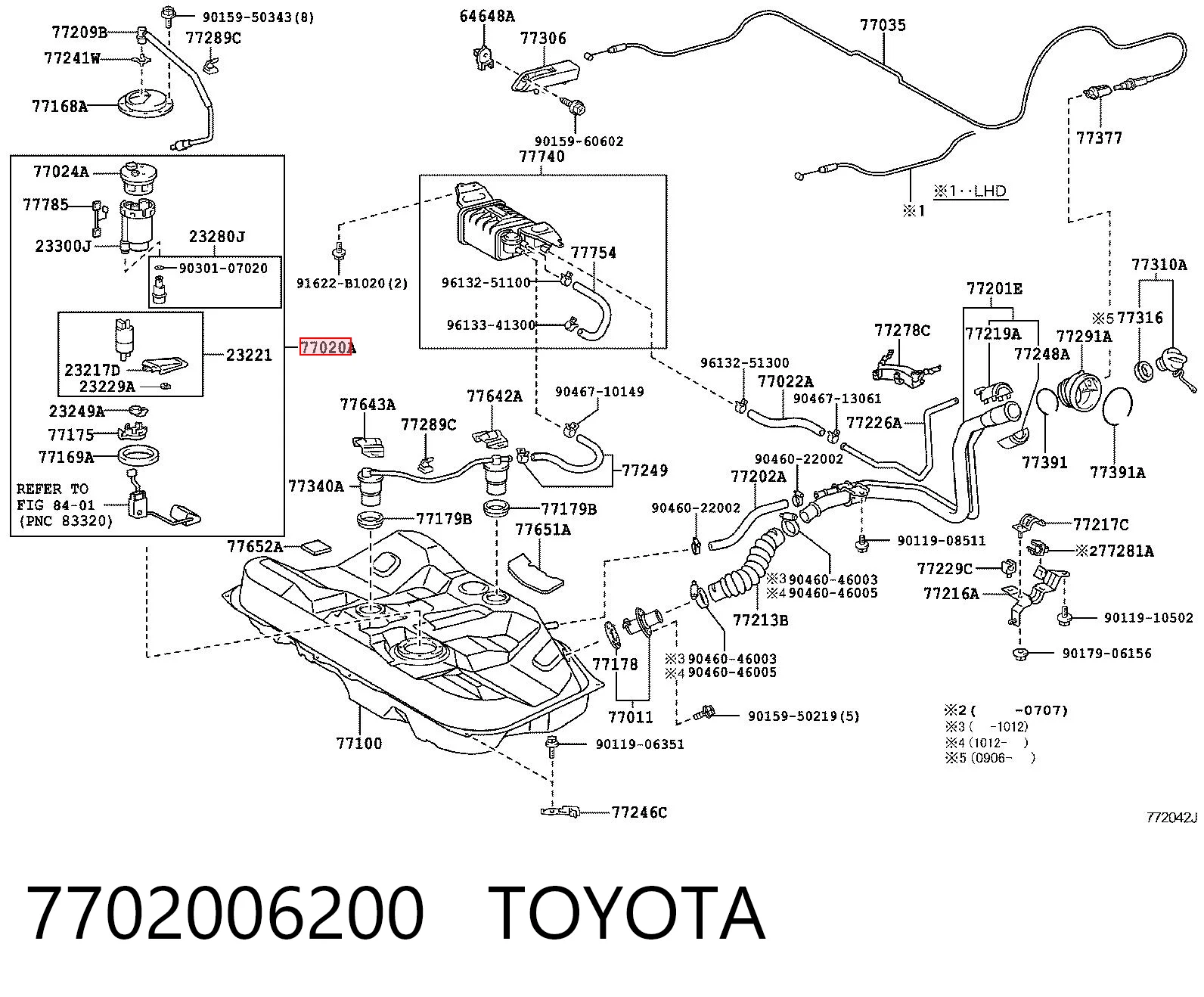7702006200 Toyota Módulo de alimentación de combustible