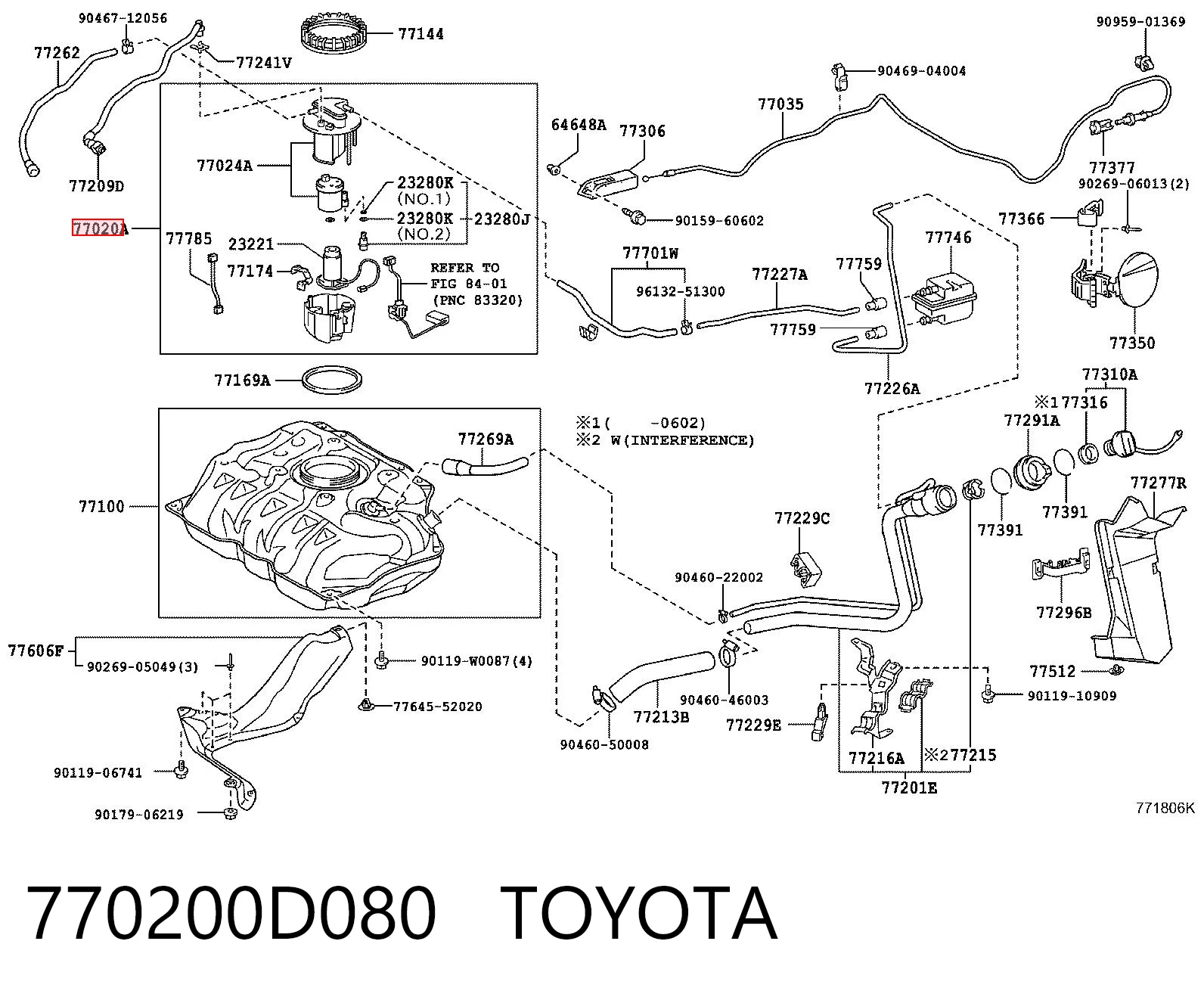 770200D080 Toyota Módulo de alimentación de combustible