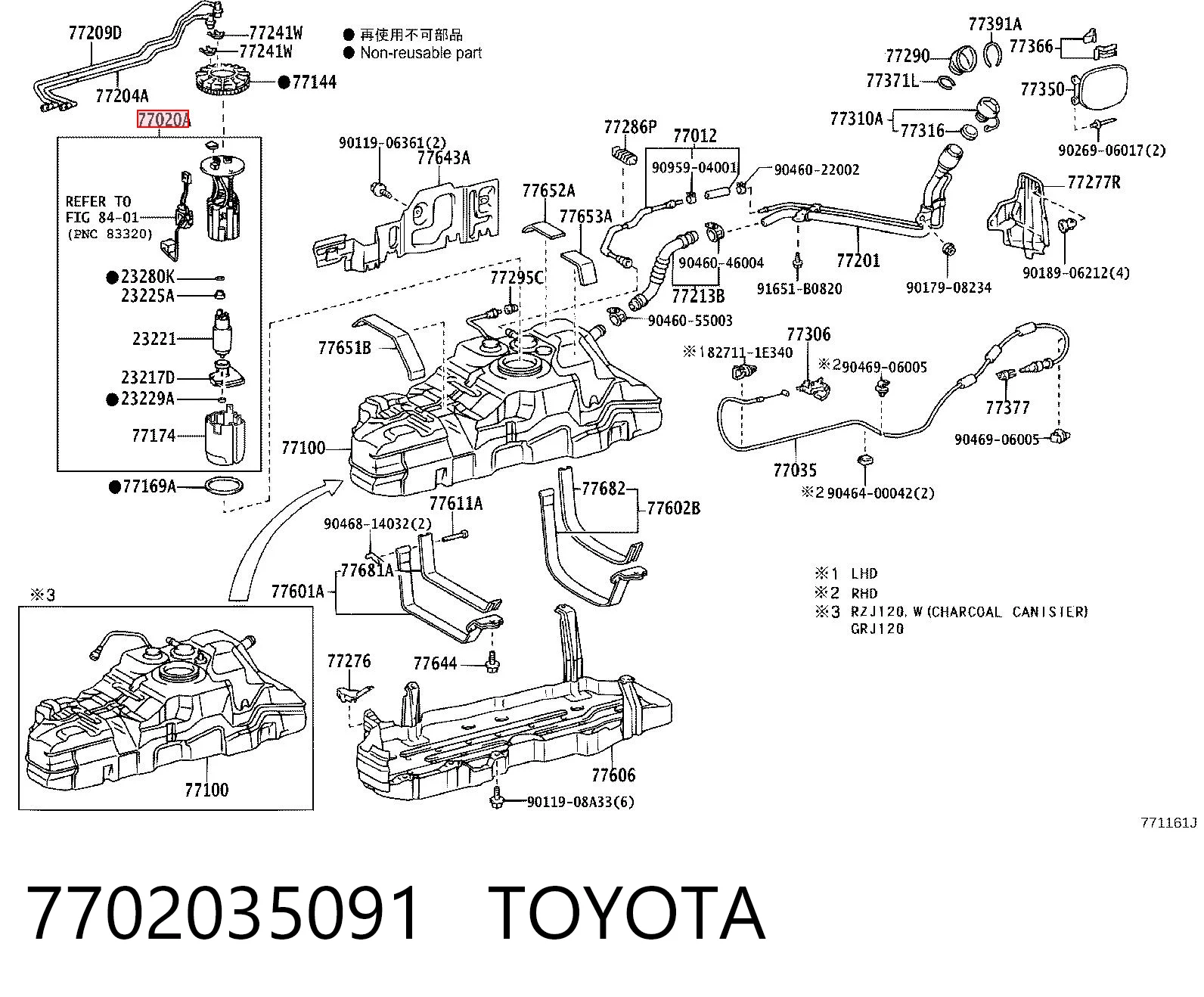 7702035091 Toyota Módulo de alimentación de combustible