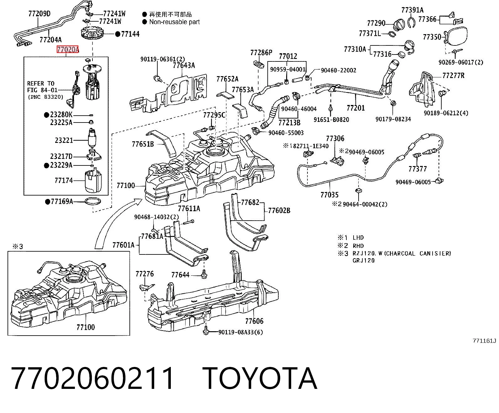 7702060211 Toyota Módulo de alimentación de combustible