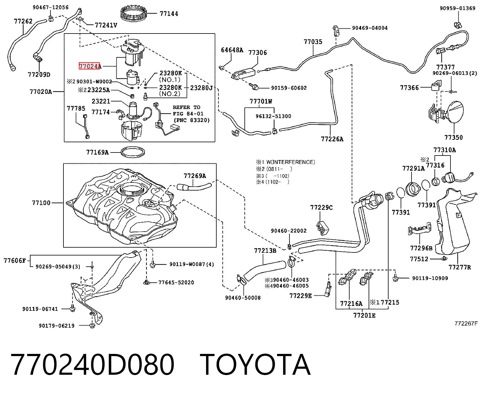 770240D080 Toyota Filtro de gasolina