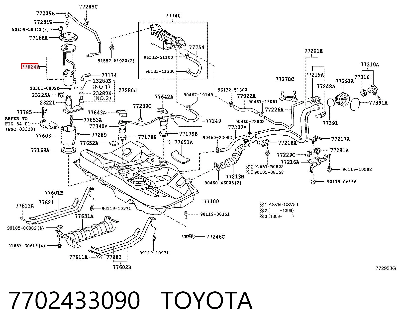 7702433090 Toyota Filtro de gasolina