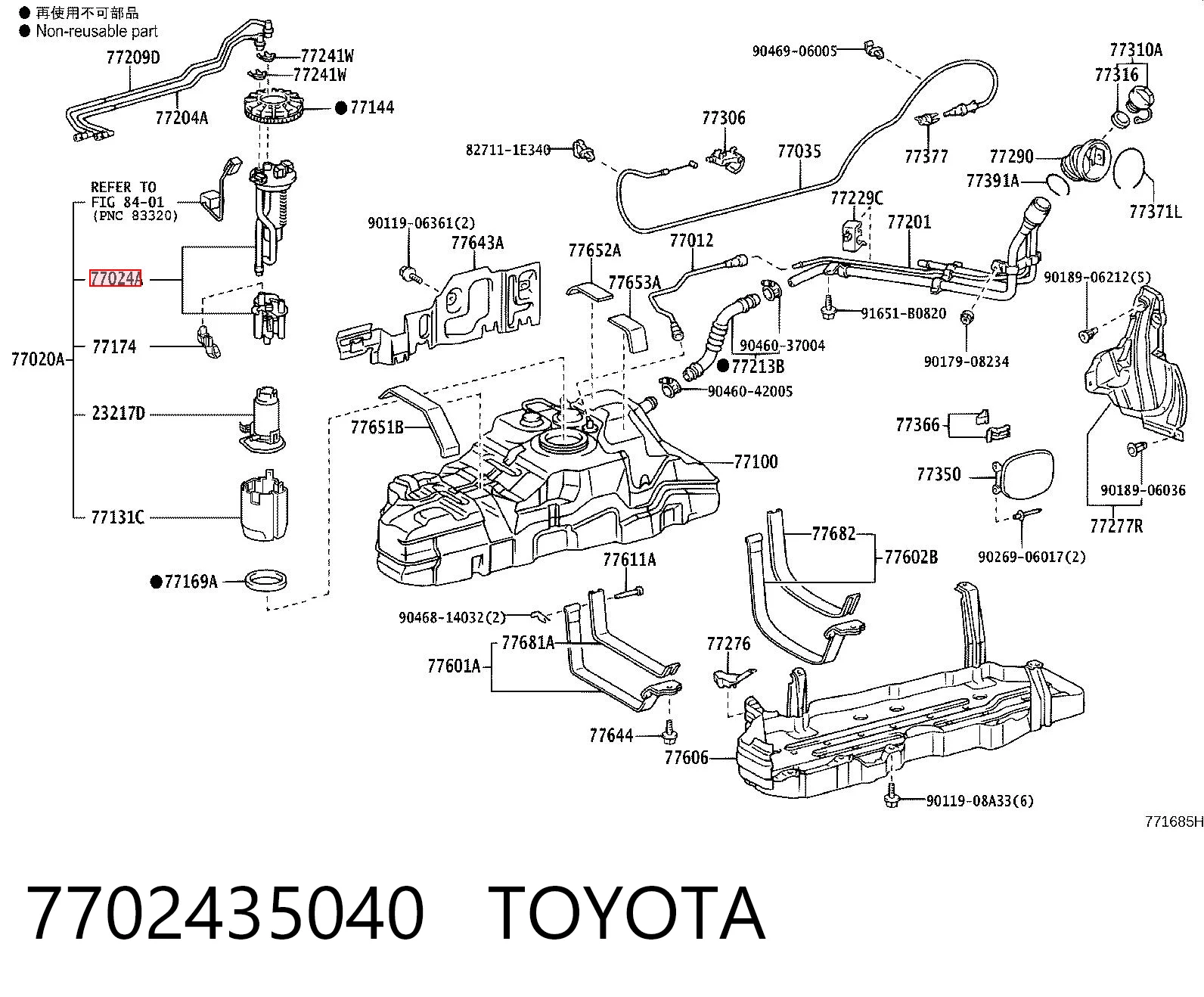 7702435040 Toyota Filtro de gasolina