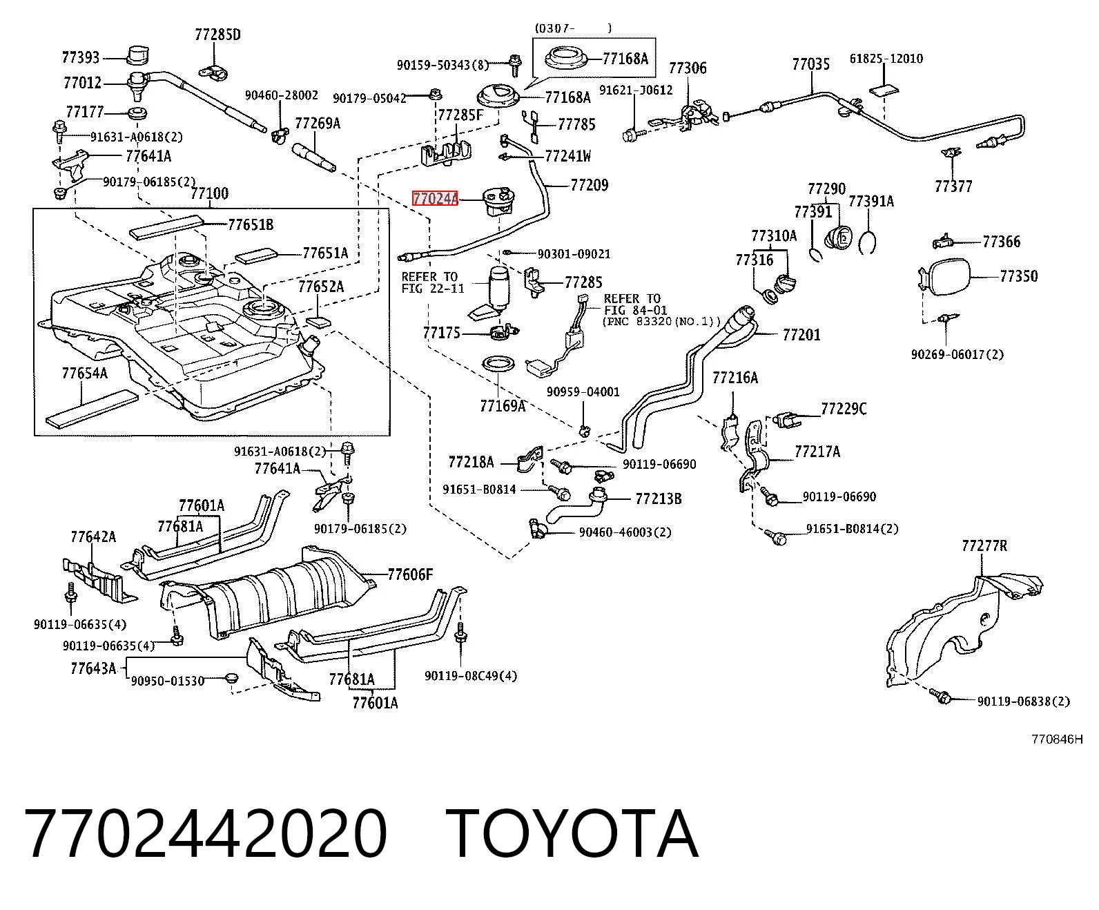 7702442020 Toyota Filtro de gasolina