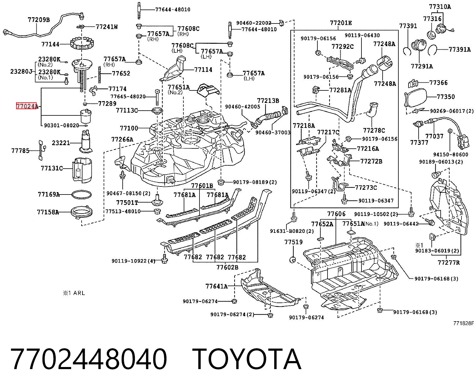 7702448040 Toyota Filtro de gasolina