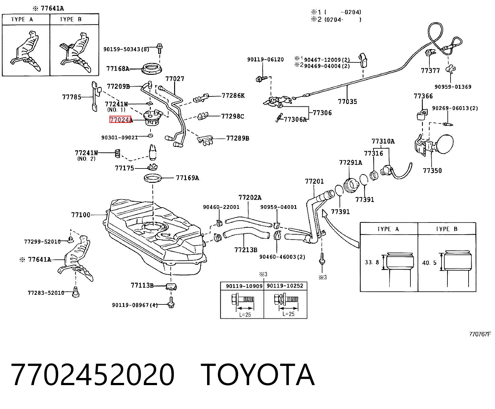 7702452020 Toyota Medidor de combustible